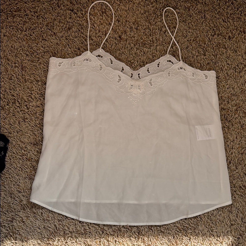 Sezane white silk camisole